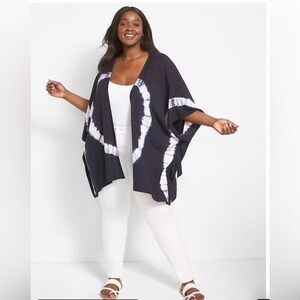 NWT Classic Short Sleeve Open Front Overpiece  Kimono Boho Coastal , one size